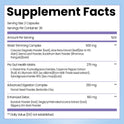 Supplement Facts label for Meno Belly Flusher. Serving Size: 2 Capsules, 30 servings per container. Contains a Waist Trimming Complex (500 mg: Cascara Sagrada, Aloe ferox, Senna Leaf, Buckthorn Bark), Pro Gut Health Matrix (275 mg: L-Glutamine, Fructooligosaccharides, Cayenne Pepper, Silymarin, Xylooligosaccharide), Advanced Digestion Complex (250 mg: Fennel Seed, Bentonite Clay), and Enhanced Detox (190 mg: Burdock, Deglycyrrhizinated Licorice, Slippery Elm Bark). Daily Value not established.