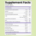 Supplement Facts for V-Rejuvenation. Serving size 2 capsules, 30 per container. Contains Thiamine (1.2 mg, 100% DV), Riboflavin (1.3 mg, 100% DV), Niacin (16 mg, 100% DV), Vitamin B6 (1.7 mg, 100% DV), Folate (680 mcg, 167% DV), Vitamin B12 (2.4 mcg), Biotin (30 mcg), Pantothenic Acid (5 mg), Slippery Elm Bark Extract (300 mg), Kudzu Root Extract (225 mg), Aloe Vera Powder (175 mg), Sea Buckthorn Powder (100 mg), Black Cohosh Powder (75 mg), and Dong Quai Powder (75 mg).