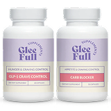 Two bottles of Glee Full supplements on a white background
